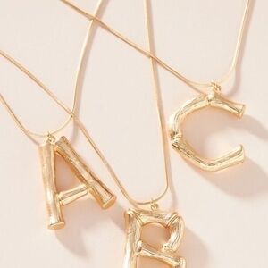 Anthropologie  Petite Bamboo Monogram Pendant Necklace J